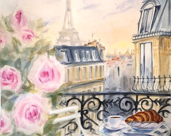 マリオ・パッソーニ作 「Café De Paris」(油絵) 油彩画 「セーヌ川」 マリオ・ガルシア F6号 パリの風景を描いた