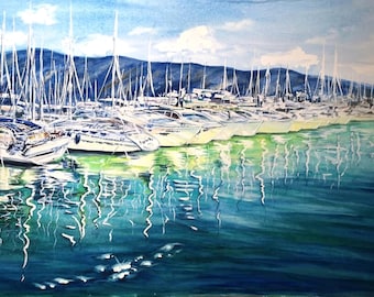 港町風景 油彩画 マリーナ ヨット 額装 風景画 #95 Yahoo!オークション - 4-8 風景画 中古品 油絵 油彩画 油彩 港町 海 船