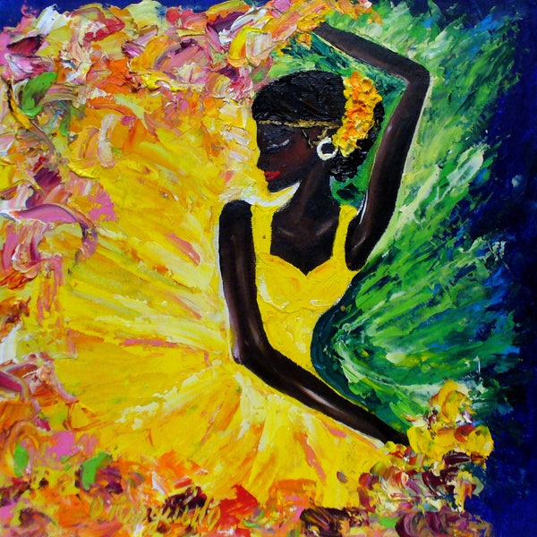 ORIGINAL peinture à l'huile sur toile Espagnol Femme Danseuse Flamenco Latin Femme Danse Tango Passion Femme Portrait Peinture à l'huile abstraite Impasto