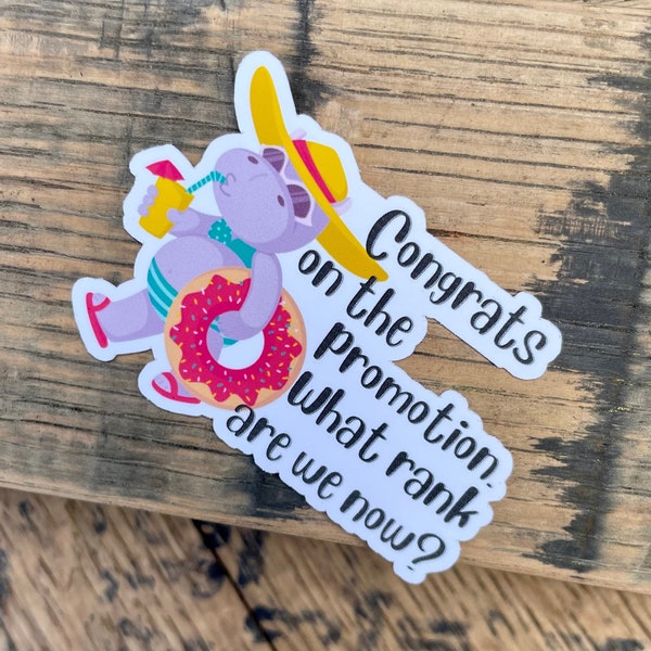 Congrats on the promotion. What rank are we now? Military spouse joke sticker.  dependa.