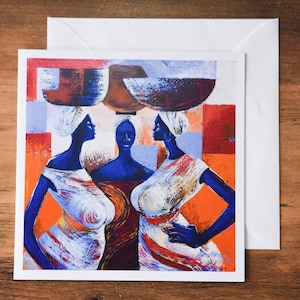 Biglietto d'auguri per le donne africane, biglietto afroamericano, biglietto culturale nero, biglietto per donna afro-americano, biglietto d'arte boho, biglietto d'auguri d'arte