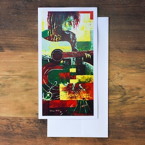 Bob Marley schilderij wenskaart, Reggae kunstkaart, Afro-Amerikaanse kaart, Zwarte Culturele Kaart, kunst wenskaart, boho kunst, Nubische kunst