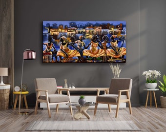 African women painting, African Market art, African American canvas painting, contemporary Africa art, Above the Couch Artwork