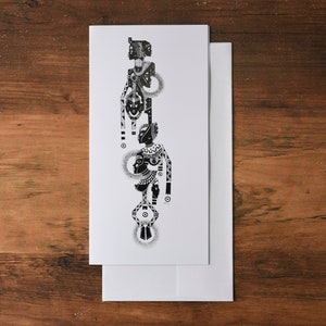 Biglietto di auguri da disegno a penna e inchiostro africano, biglietto afroamericano, biglietto in bianco e nero, biglietto illustrazione africano, biglietto Kwanzaa, biglietto d'arte boho