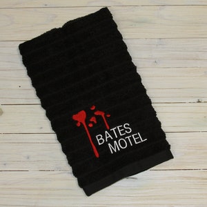 Bates Motel Hand Towel, Bates Motel Hand Towels, Blood Drips, Custom Embroidered Bates Motel Hand Towel