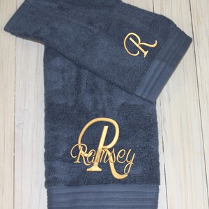 Toalla de mano personalizada, letra elegante monogramada, toalla de mano personalizada