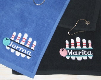 Toalla de bolos bordada personalizada: regalo deportivo personalizado