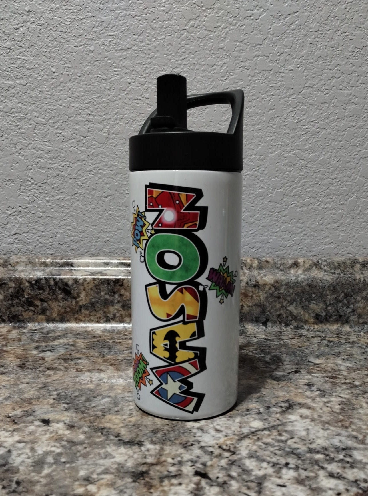 Personalized Super Hero Water bottle, kids water bottle, Multible Sizes