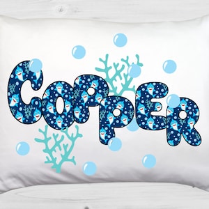 Personalized Shark Pillow Case: Custom Name Bedding