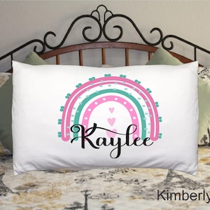 Rainbow Personalized Pillowcase, Girls Personalized Pillowcase, Custom Personalized name