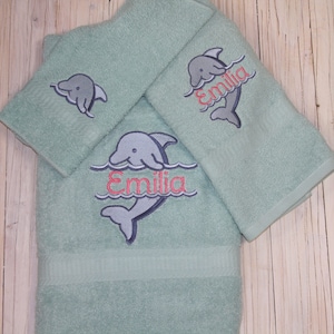Dolphin Bath Towel Set, Kids Bath Towel Set, Beach Towel Set, Bathroom 3 Piece Set