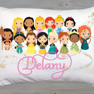 Girl&#39;s Princess Pillowcase #6, Custom Personalized Pillow, Custom name and design