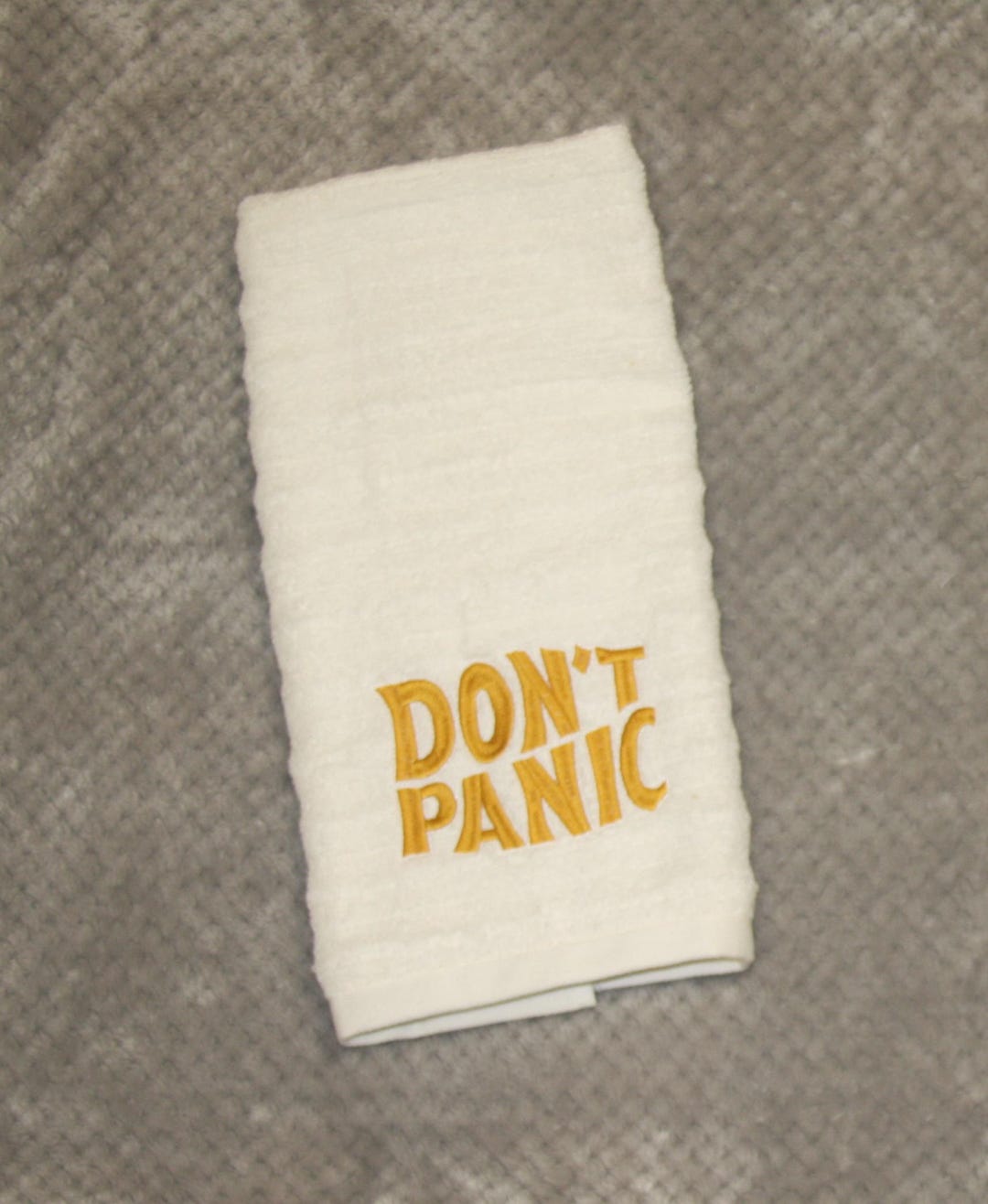 DON'T Panic/thumb Embroidered Hand Towel: Hitchhiker's Guide Inspired ...