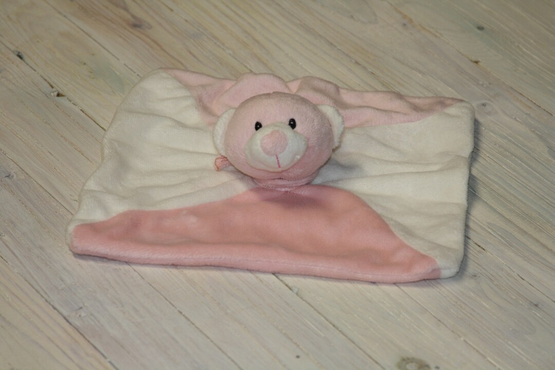 Personalized Pink Bear Lovey Blanket, Personalized Pink Baby WEE Binkie