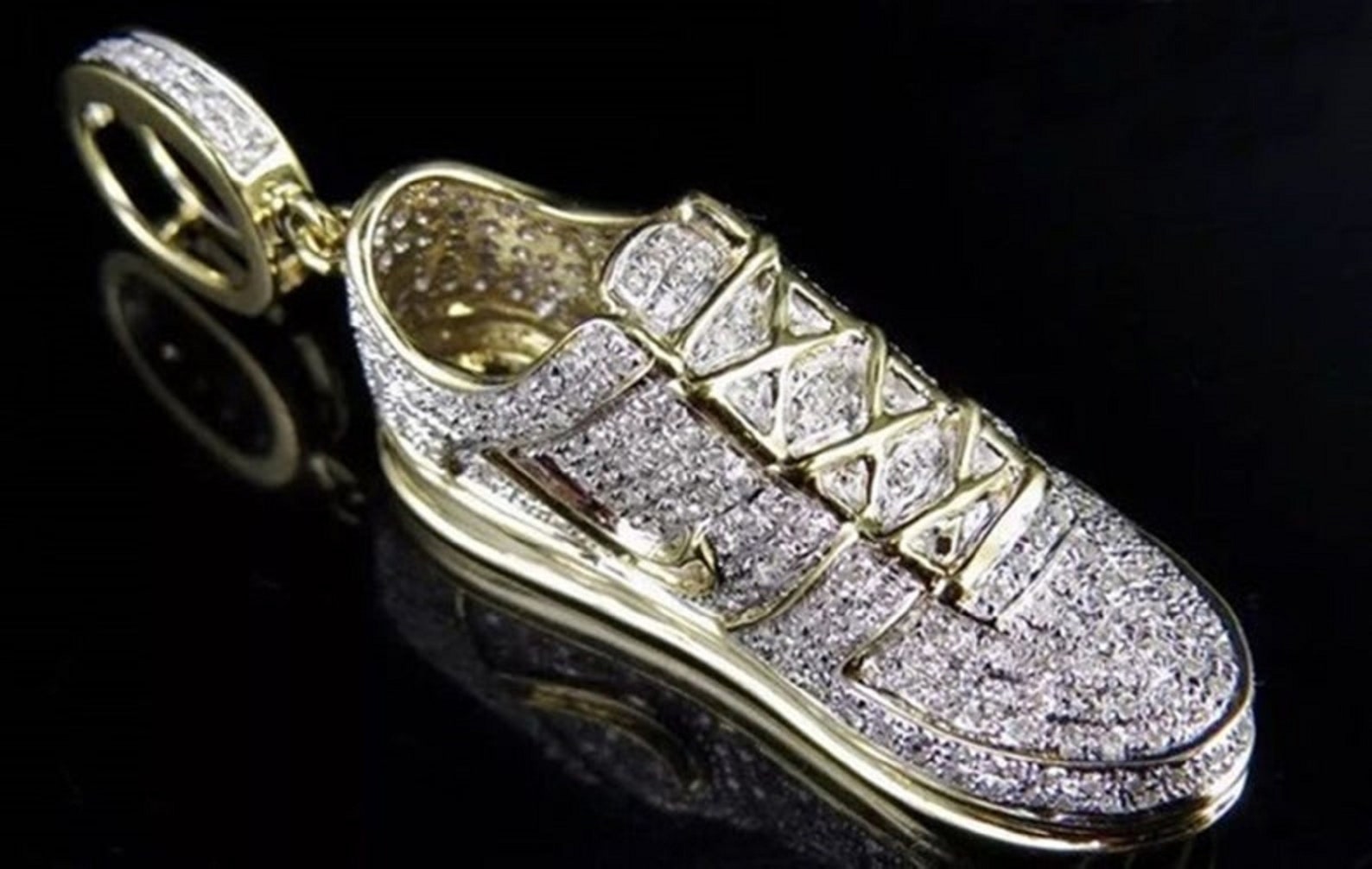 Shoe Gold Plated 925 Sterling Silver Diamond Studded Iced Out - Etsy