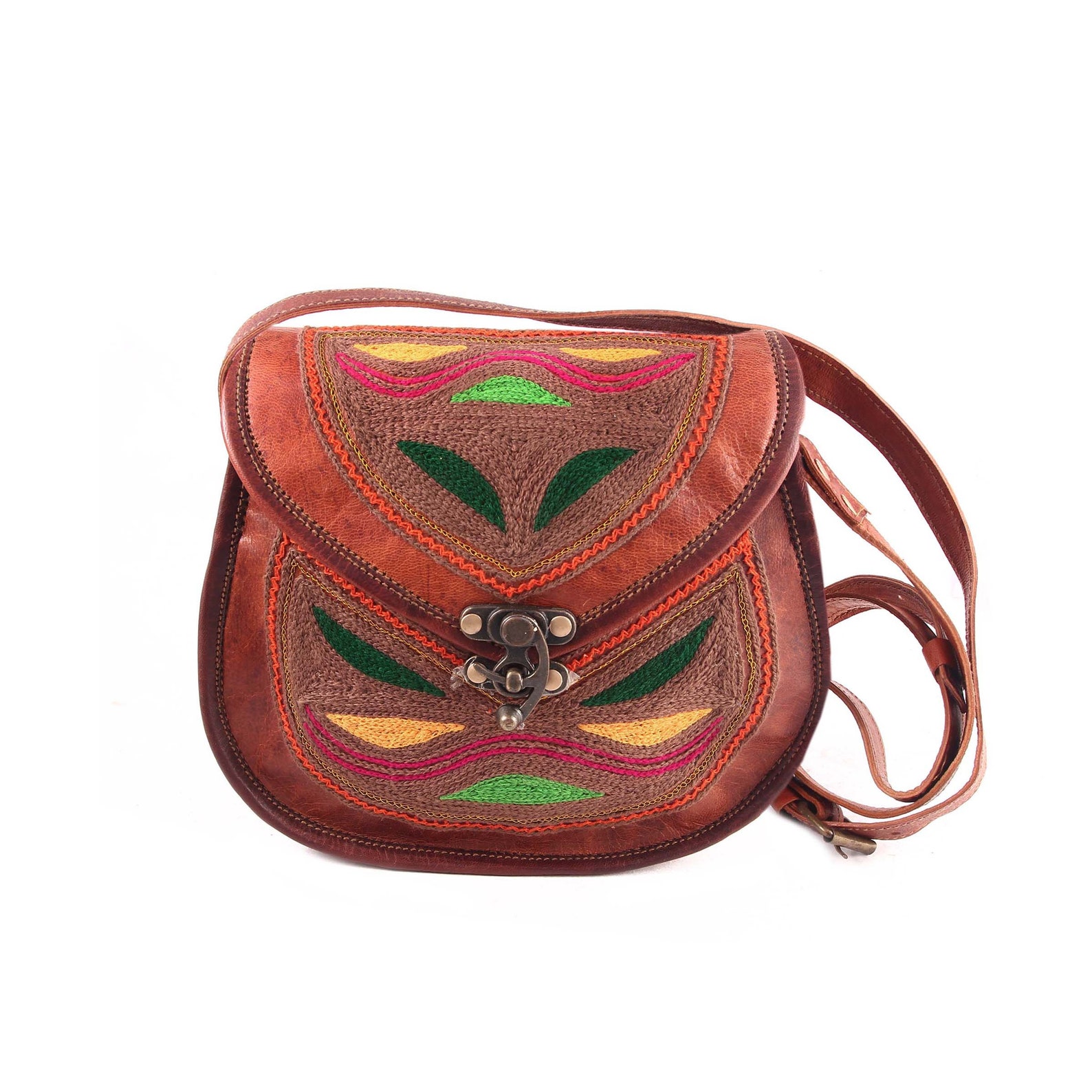 Leather shoulder bag leather handmade bag  embroidery work  etsy