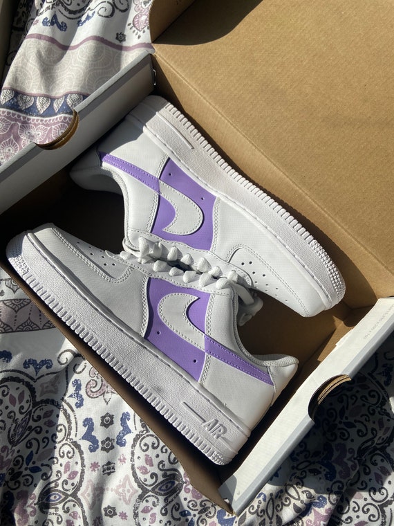 the customized purple air force sneakers