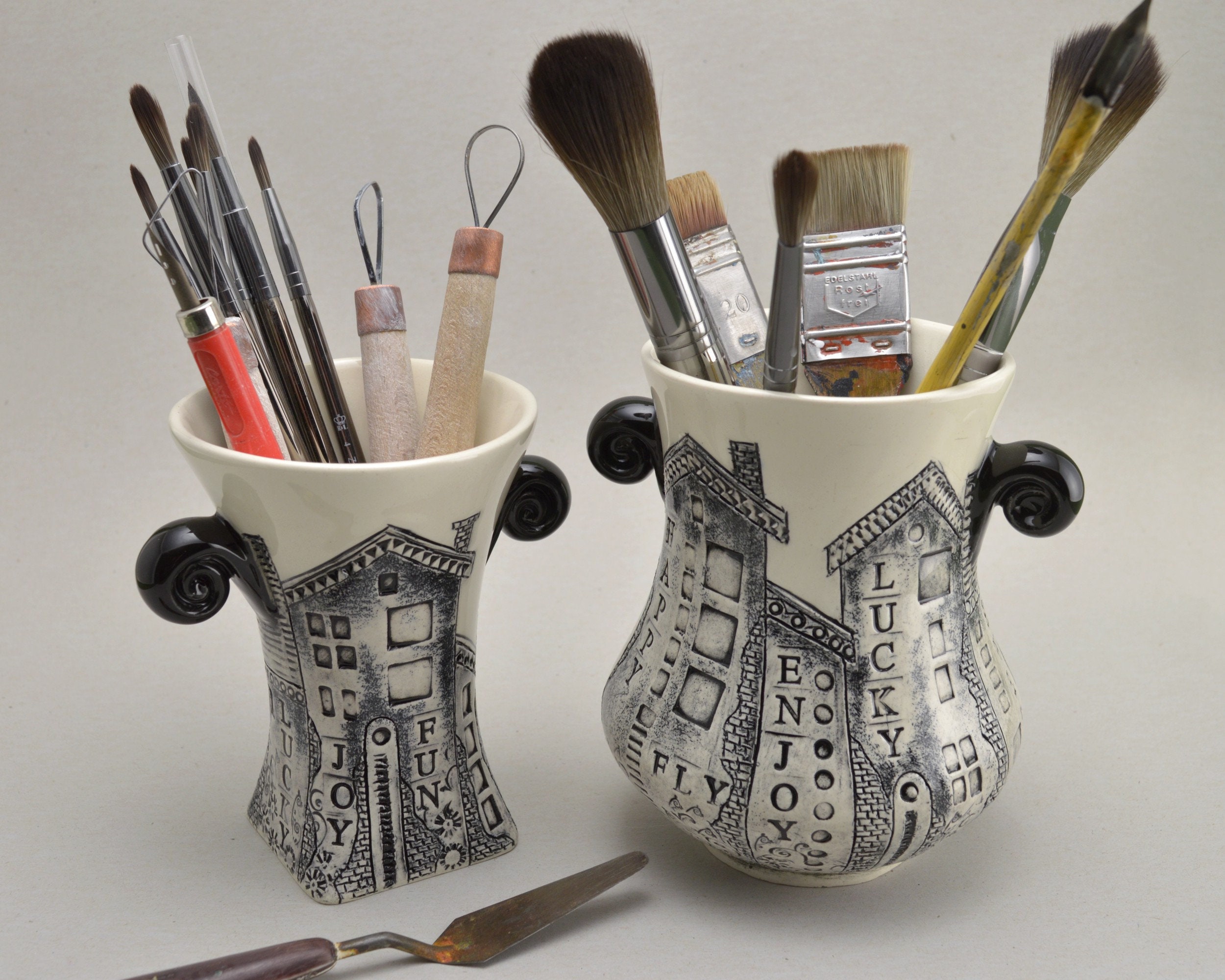 Artisan ceramic holder utensil Handmade porcelain vase Etsy