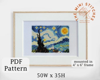 Starry Night Cross Stitch Pattern: Van Gogh Inspired (PDF Download)