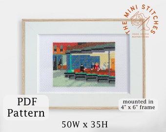 Nighthawks Kreuzstichvorlage PDF - Edward Hopper Gemälde - Sofortiger download - mini Wandkunst
