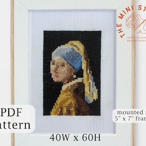 Girl with a Pearl Earring Cross Stitch Pattern: Vermeer Art (PDF Download)