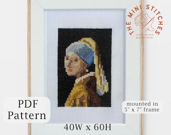 Girl with a Pearl Earring Cross Stitch Pattern: Vermeer Art (PDF Download)