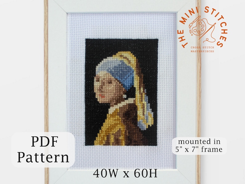 Girl With a Pearl Earring Cross Stitch Pattern PDF Download Johannes