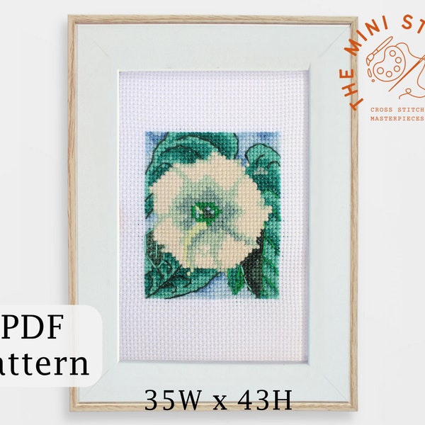 Jimson Weed / White Flower No. 1 cross stitch pattern PDF - Georgia O'Keeffe painting - Instant download - modern embroidery - tiny art