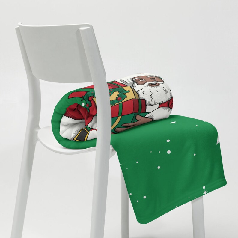 African American Santa Throw Blanket Black Santa Holiday Etsy
