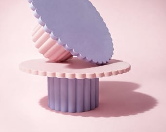 Scallop Cake Stand with Interchangeable Base | Pastel Dessert Stand | 3D Printed Cake Display | Mix & Match Party Decor | Product Photo Prop