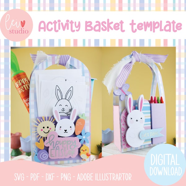 Easter Activity Basket - Easter Activity Box - Activity Box Template - Die Cut Box - Die Cut Activity Template - Crayon Box Template