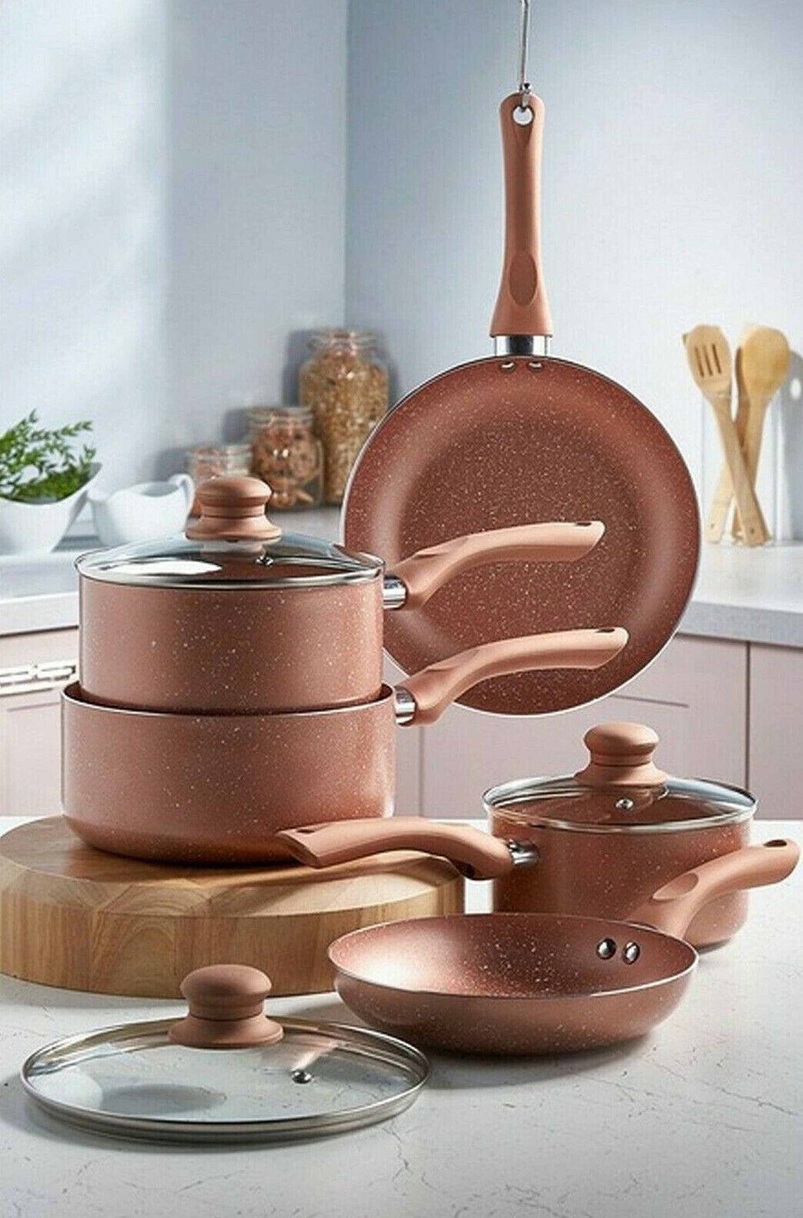 New 5Piece NonStick ROSE GOLD MarbleEffect Pan Set With Etsy