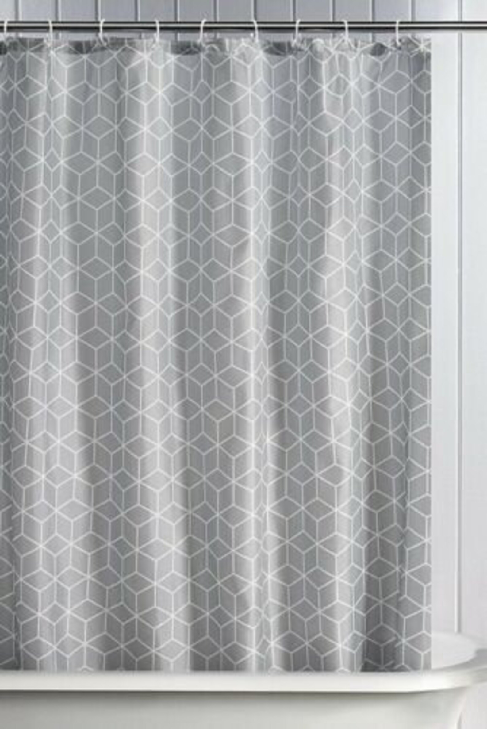 New Geometric Pattern Shower Curtain Soothing Grey Color 100 Etsy