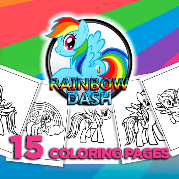 15 Rainbow Dash Coloring Pages. 15 My Little Pony Printable - Etsy