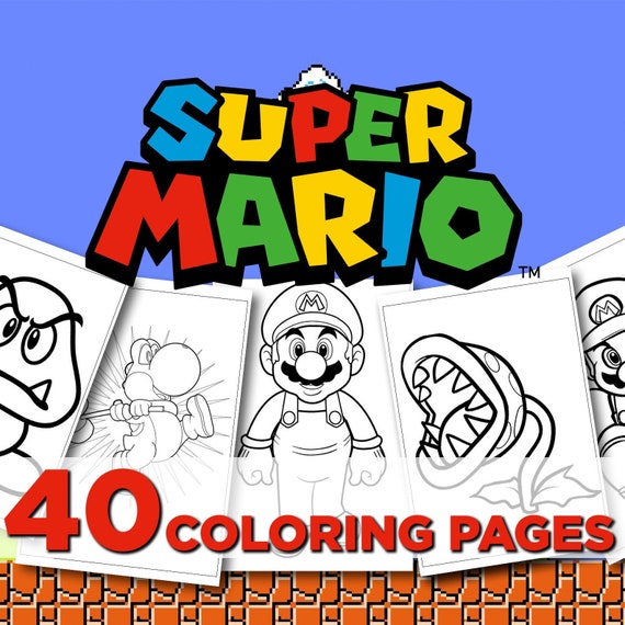 40 supermario coloring pages 40 super mario printable etsy