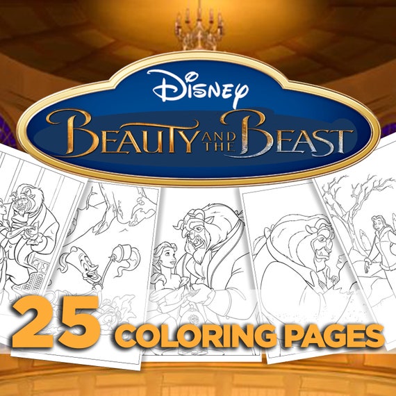 25 beauty and the beast coloring pages 25 beauty and the etsy