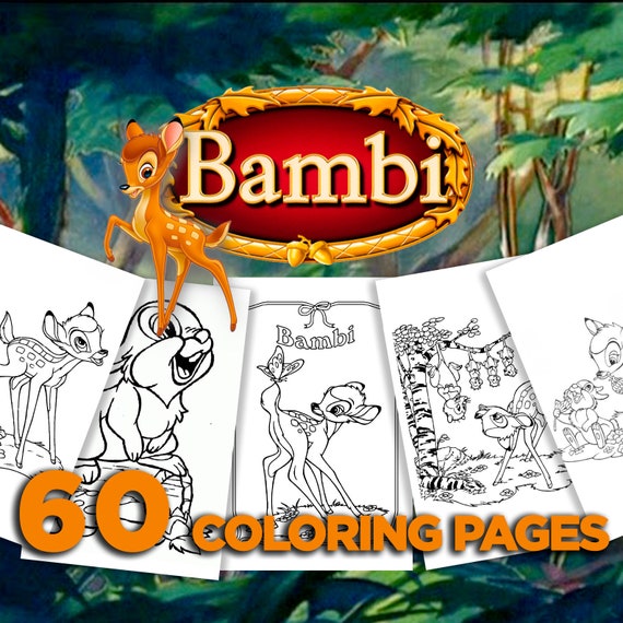 60 Bambi Coloring Pages. 60 Bambi Printable Coloring Book for Etsy