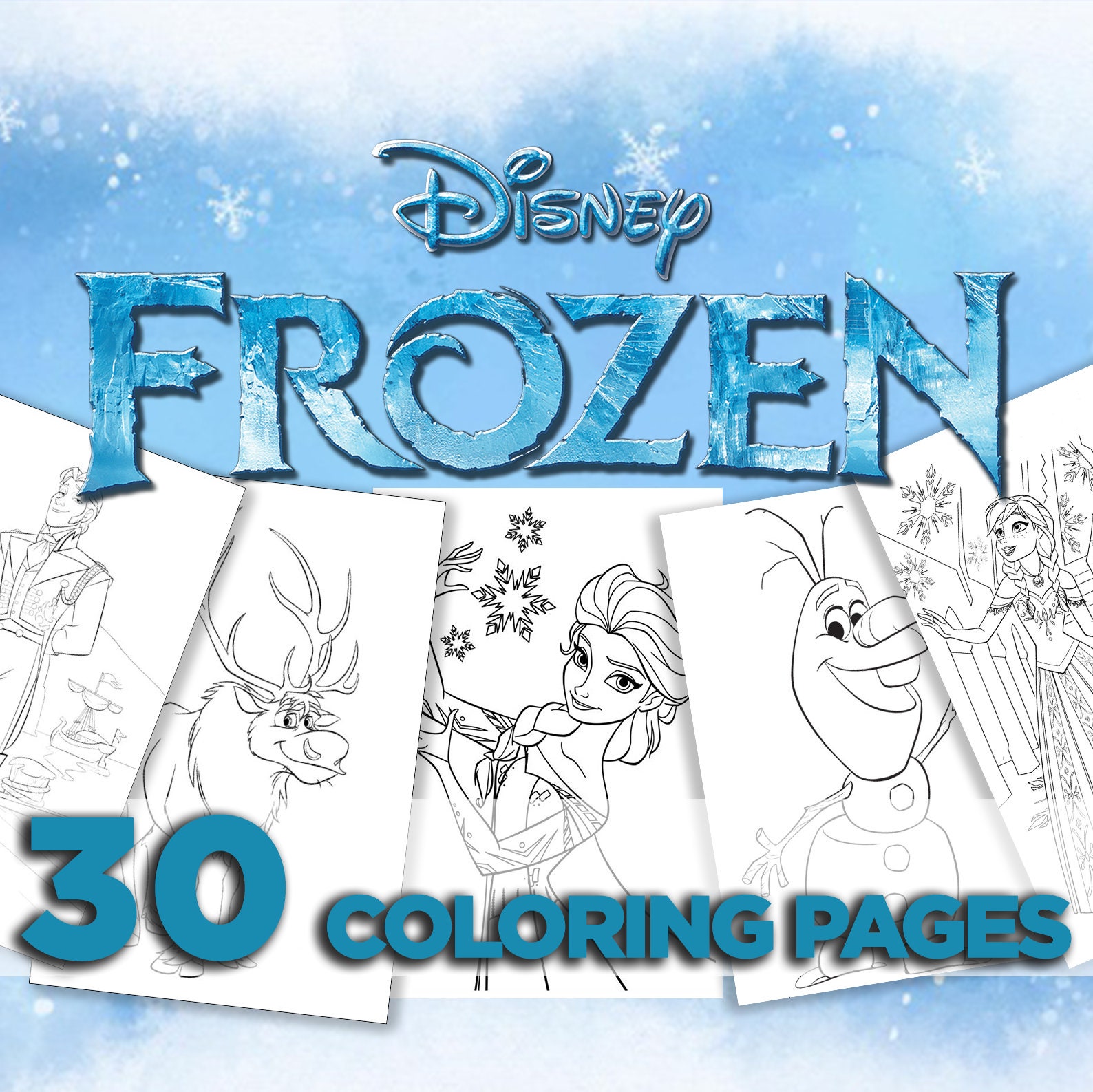 30 frozen coloring pages 30 frozen printable coloring sheets etsy