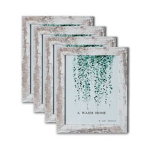 VADCAD White Wooden Rustic Frame - 8x10 - Set of Four - Barnwood/Farmhouse/Shabby Chic - Solid Wood with Frame Grade Acrylic Front