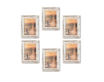 White Rustic Picture Frame Set: Farmhouse Wood Photo Display (5x7)