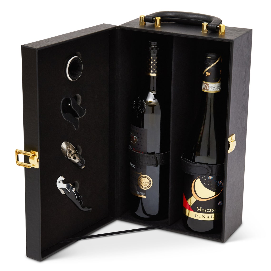 VADCAD Black 2 Bottle Wine Carrier Case With 4 Piece Wine Etsy