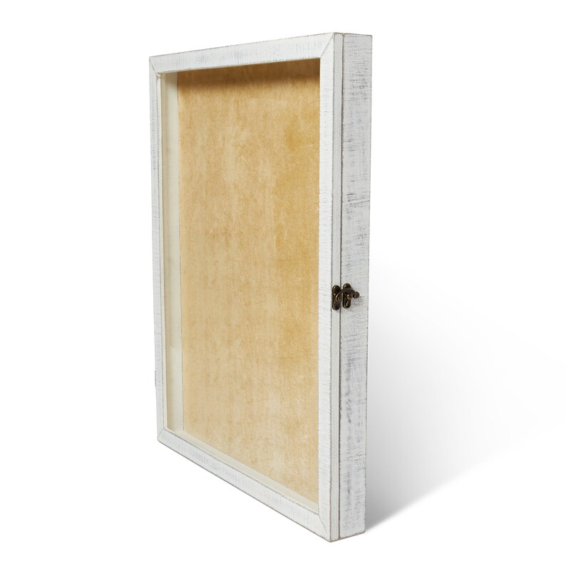 VADCAD 16X20 Shadow Box With Glass Front, Distressed White, Extra Large