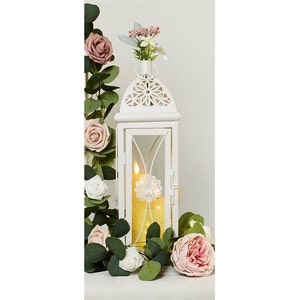 VADCAD Lantern Decorative Indoor & Outdoor, 17.7” Large Candle Lanterns with Clear Glass, Vintage Farmhouse Metal Hanging Candle Holders