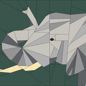 30X20" Elephant Foundation Paper Piecing Quilt Block Pattern FPP