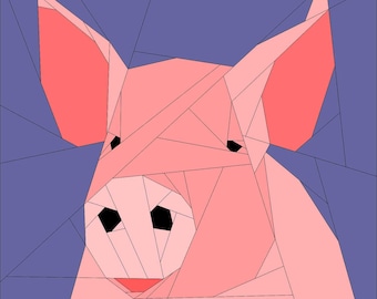 14" Pig FPP Quilt Block Pattern