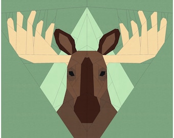18" Moose Foundation Paper Piecing Quilt Block Pattern FPP