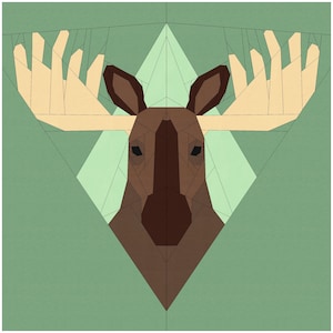18" Moose Foundation Paper Piecing Quilt Block Pattern FPP