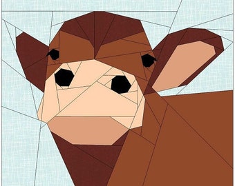 14" Cow Foundation Paper Piecing Quilt Block Pattern FPP