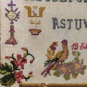 Antique French cross-stitch alphabet sampler 1880 needlework Victorian women's craft Abécédaire ancien image 6