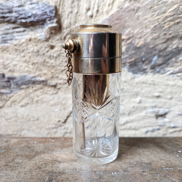 Antique 1930s perfume spray | Chiseled glass perfume bottle | Antique travel perfume atomizer